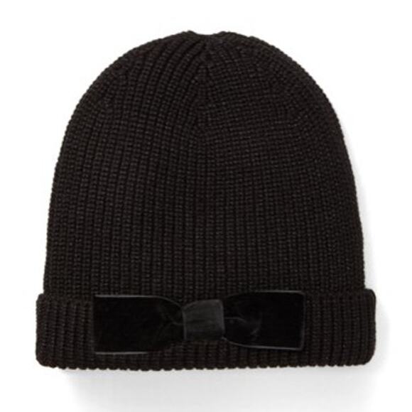 Kate Spade Velvet Bow Beanie - Picture 1 of 5